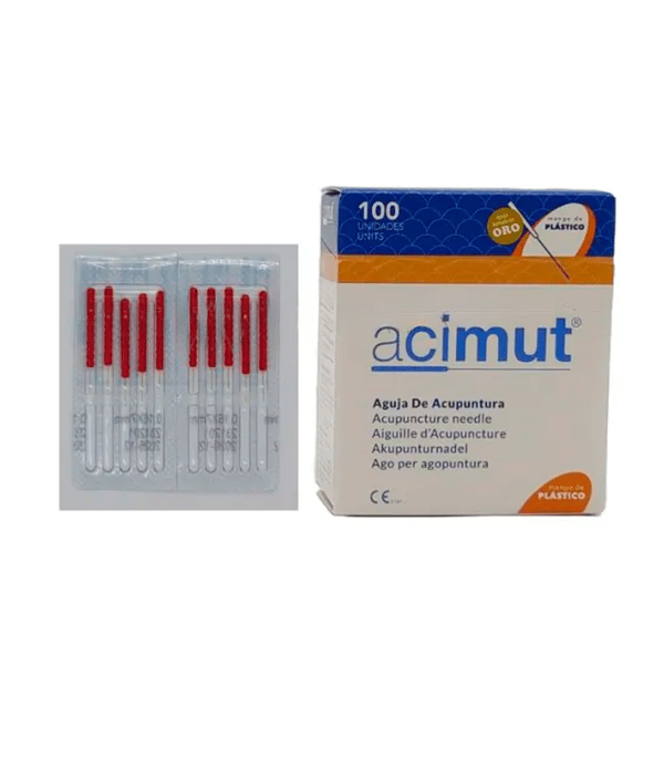 Silicone acupuncture needle with gold plating and plastic handle without guide - 0.16x07 - 100 pcs. (Azimuth)